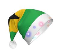 Nianyuer Chapeau de Père Noël lumineux pour adulte avec 3 modes clignotants à DEL - Motif drapeau Sao Tomé et Principe