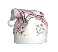 Nianyuer Chapeau de Père Noël Tour Eiffel de Paris avec imprimé floral - Chapeau de Père Noël amusant - En peluche douce pour les vacances en famille