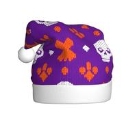 Nianyuer Chapeau de Père Noël tricoté effrayant imprimé tête de mort Chapeau de Père Noël Fun Party Headwear en peluche douce pour les vacances en famille