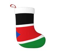 Nianyuer Chaussette de Noël imprimée drapeau du Soudan du Sud, chaussette de décoration de vacances, sac de Noël décoratif pour cheminée cheminée cheminée