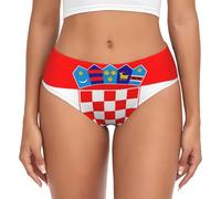 Nianyuer Culotte taille basse pour femme - Doux et extensible - Imprimé drapeau de la République de Croatie - Culotte confortable pour femme, Noir , L