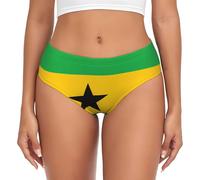 Nianyuer Culotte taille basse pour femme - Doux et extensible - Imprimé drapeau Sao Tomé-et-Principe - Culotte confortable pour femme, Noir , XS