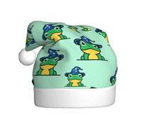 Nianyuer Grenouille portant un chapeau imprimé chapeau de Noël chapeau de Père Noël chapeau de fête amusant couvre-chef en peluche douce pour vacances en famille