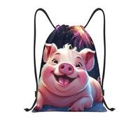 Nianyuer Happy Piggy Sac à dos léger et pliable avec cordon de serrage Motif feux d'artifice, Noir , M, Sac à dos daypack