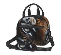 Nianyuer Sac isotherme de 6 litres avec imprimé Tiger's Intense Gaze - Sac à goûter réutilisable avec sangle pour le travail, le pique-nique, la préparation des repas