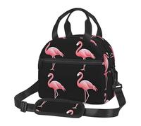 Nianyuer Sac isotherme de 6 litres - Imprimé flamant rose rétro - Sac à goûter réutilisable avec sangle pour le travail, le pique-nique, la préparation des repas