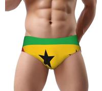 Nianyuer Sao Tomé-et-Principe - Slip pour homme - Imprimé drapeau 3D - Taille basse extensible pour un soutien quotidien, Noir , M