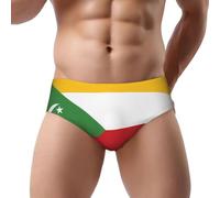 Nianyuer Slip pour homme imprimé drapeau des Comores avec pochette 3D, taille basse extensible pour un soutien quotidien, Noir , M