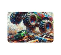 Nianyuer Tapis de sol en flanelle antidérapant coloré imprimé véhicules tout-terrain pour salon, tapis de couloir