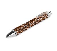 Niapessel 1 stylo à bille noir rétractable à encre gel lisse à pointe fine de 0,5 pour l'école, le bureau, motif peau d'animal girafe