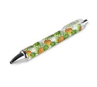 Niapessel 1 stylo à bille noir rétractable à encre gel lisse à pointe fine de 0,5 pour l'école, le bureau, ananas avec motif feuilles de palmier
