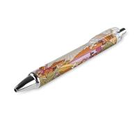 Niapessel 1 stylo à bille noir rétractable à encre gel lisse à pointe fine de 0,5 pour l'école, le bureau, style hippie, paysage vintage, années 70