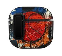 Niapessel Coque de protection intégrale pour AirPods 4, imprimé ballon de basket-ball compatible avec Apple Airpods 4e génération pour homme et femme, coque rigide en polycarbonate