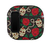 Niapessel Coque pour AirPods 4, motif tête de mort en sucre et roses, compatible avec Apple Airpods 4e génération, coque rigide en polycarbonate pour homme et femme, coque de protection intégrale