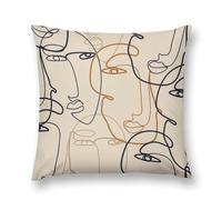 Niapessel Housse de coussin décorative carrée pour canapé et lit - 45,7 x 45,7 cm - Motif visage abstrait esthétique