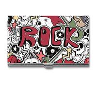 Niapessel Porte-cartes de visite Crazy Punk Rock - Imprimé abstrait - Fin et portable - En métal - Pour homme et femme - 9,4 x 5,6 x 0,8 cm, Abstrait Crazy Punk Rock, Moderne