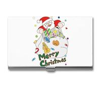 Niapessel Porte-cartes de visite en métal pour homme et femme, 9,4 x 5,6 x 0,8 cm - Motif Père Noël mignon, Style :
