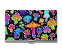 Niapessel Porte-cartes de visite en métal pour homme et femme, motif champignons psychédéliques, 9,4 x 5,6 x 0,8 cm, Style 13, Moderne