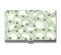 Niapessel Porte-cartes de visite fin et portable en métal pour homme et femme, 9,4 x 5,6 x 0,8 cm, Adorable grenouille., Moderne