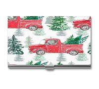 Niapessel Porte-cartes de visite fin et portable en métal pour homme et femme, motif camion rouge, 9,4 x 5,6 x 0,8 cm, Style-5