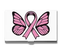 Niapessel Porte-cartes de visite fin et portable en métal pour la sensibilisation au cancer du sein avec ruban papillon pour homme et femme, 9,4 x 5,6 x 0,8 cm, style-21, Moderne