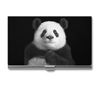 Niapessel Porte-cartes de visite - Motif panda géant - En métal - Pour homme et femme - 9,4 x 5,6 x 0,8 cm, Le panda géant mignon, Moderne
