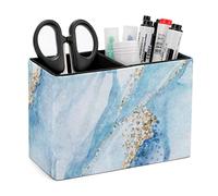 Niapessel Porte-crayons pour bureau, porte-stylos en marbre bleu, organiseur de bureau pour crayons, pinceaux de maquillage pour bureau, école, université