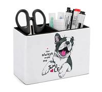 Niapessel Pot à crayons pour bureau, amusant Boston Terrier - Organiseur de bureau - Organiseur de bureau - Porte-pinceaux de maquillage pour bureau, école, université - Cuir