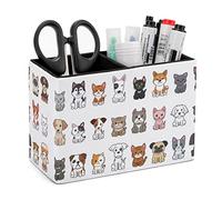 Niapessel Pot à crayons pour bureau, chat et chien de dessin animé, organiseur de stylos de bureau, organisateur de crayons de bureau, porte-pinceaux de maquillage pour bureau, école, université en