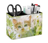 Niapessel Pot à crayons pour bureau, joli petit chat - Organiseur de bureau - Organiseur de bureau - Organisateur de crayons de maquillage pour bureau, école, université - Cuir