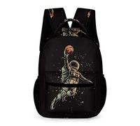 Niapessel Sac à dos pour enfants pour l'école, motif astronaute de basket-ball, sac d'école, sacs d'école pour filles et garçons, Espace Astronaute Basketball, One Size