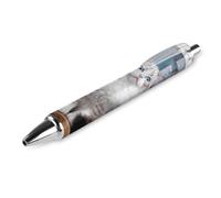 Niapessel Stylo à bille noir rétractable à encre gel lisse avec pointe fine de 0,5 mm pour l'école, le bureau, motif chat mignon, chaton, animal