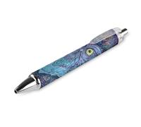 Niapessel Stylo à bille noir rétractable à encre gel lisse de 0,5 mm pour l'école, le bureau, motif hibou psychédélique mandala psychédélique, 1 pièce