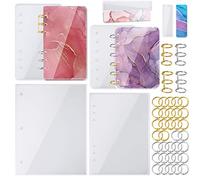 NiArt Lot de 40 grandes couvertures de carnet A4 résine époxy silicone A4 A5 A6 A7 Marque-page Feuilles en vrac Anneaux Kit fait main Agate Artisanat Doux Brillant