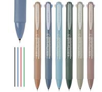 NiArt Lot de 6 stylos à bille à encre gel multicolores 4 en 1, pointe fine de 0,5 mm, sans bavures, séchage rapide, prise en main ergonomique douce au toucher avec design chic - Idéal pour écrire,