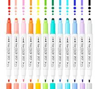 NiArt Marqueurs DOT à double pointe - 12 couleurs à base d'eau, non toxiques, pointes fines et rondes de 0,5 à 3 mm, séchage rapide pour art, coloriage, journal, lettrage à la main, croquis, anime