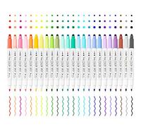 NiArt Marqueurs DOT à double pointe - 24 couleurs vives avec fibre fine et pointes rondes DOT pour l'art, le coloriage, le journal, le lettrage à la main, les croquis, l'anime, l'illustration, le
