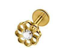 Niaspi Piercing labret Monroe en titane G23 pour femme - 16 g - Cristal CZ - Fleur - Cercle - Tragus - Helix - Cartilage - Dos plat, 16g, Titane Strass, Pas de pierre précieuse