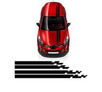 NIAVIS 4 pièces Autocollant de Capot de Voiture Capot Rayures Toit Course Sport carrosserie décalcomanie, pour Renault Clio Zoe Twingo Megane RS Sandero Accessoires