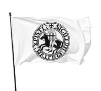 NIBABAEU Bannière décorative de 90 x 150 cm avec drapeau de maison, deux templiers, chevalier viking, croisé, décoration de jardin