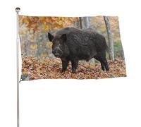 NIBABAEU Drapeau de jardin décoratif Bannière de cour, sanglier sauvage, forêt d'automne, décoration de pelouse 4 x 1,8 m [120 x 180 cm]