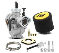 NIBBI Carburateur PE19 mm à bride pour moto 100 cc-125 cc avec jets de carburateur, pour moto tout-terrain, Pit Bike, ATV, Go Karts, cyclomoteur, scooter, moteur 2/4 temps avec filtres à air de 45 mm