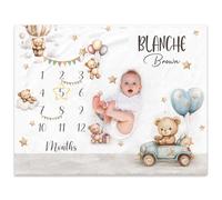 NIBESSER Couverture Étape pour Bébé Tapis Photo Mois, Unisexe Thème Lune, Animal, Cadeau Naissance Cadeau Baby-Shower Personnalisé, Confortable, Doux