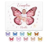 NIBESSER Couverture Étape pour Bébé Tapis Photo Mois, Unisexe Thème Lune, Animal, Cadeau Naissance Cadeau Baby-Shower Personnalisé, Confortable, Doux