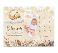 NIBESSER Couverture Étape pour Bébé Tapis Photo Mois, Unisexe Thème Lune, Animal, Cadeau Naissance Cadeau Baby-Shower Personnalisé, Confortable, Doux