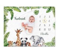 NIBESSER Couverture Étape pour Bébé Tapis Photo Mois, Unisexe Thème Lune, Animal, Cadeau Naissance Cadeau Baby-Shower Personnalisé, Confortable, Doux