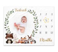 NIBESSER Couverture Étape pour Bébé Tapis Photo Mois, Unisexe Thème Lune, Animal, Cadeau Naissance Cadeau Baby-Shower Personnalisé, Confortable, Doux