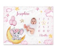 NIBESSER Couverture Étape pour Bébé Tapis Photo Mois, Unisexe Thème Lune, Animal, Cadeau Naissance Cadeau Baby-Shower Personnalisé, Confortable, Doux