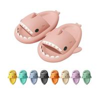 NIBESSER Pantoufle de Requin, Pantoufles d'Eté pour Femmes de Bain Maison Douche à Bout Ouvert, Sandale Claquettes Animaux Femme, Shark Slippers Antidérapent Pantoufles de Piscine (Rose，38/39EU)