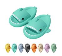 NIBESSER Pantoufle de Requin, Pantoufles d'Eté pour Femmes de Bain Maison Douche à Bout Ouvert, Sandale Claquettes Animaux Femme, Shark Slippers Antidérapent Pantoufles de Piscine (Vert clair，38/39EU)